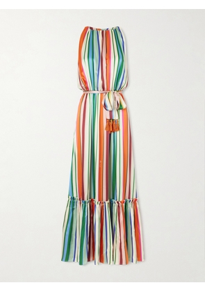 Cristiano Marcheli - Angelica Belted Striped Stretch-silk Satin Maxi Dress - Multi - x small,small,medium,large,x large