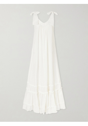 Cristiano Marcheli - Bella Ruffled Tiered Broderie Anglaise Cotton Maxi Dress - White - x small,small,medium,large