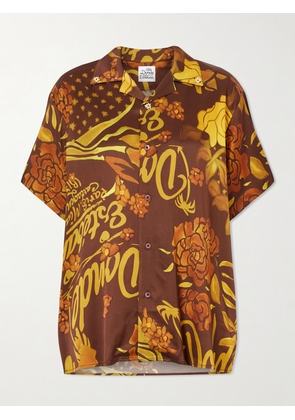 Donde Esteban - Veranera Printed Stretch-satin Shirt - Brown - x small,small,medium,large,x large