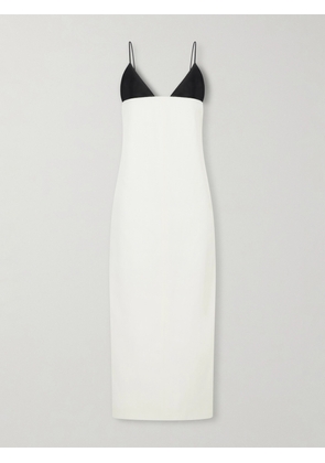 Brandon Maxwell - Leather-trimmed Wool And Silk-blend Maxi Dress - White - US0,US2,US4,US6,US8