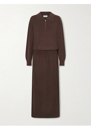 Brandon Maxwell - Sabine Knitted Polo Maxi Dress - Brown - x small,small,medium,large