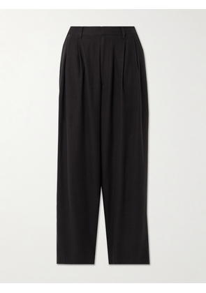 ssstein - Pleated Silk-blend Flannel Wide-leg Pants - Gray - x small,small,medium,large