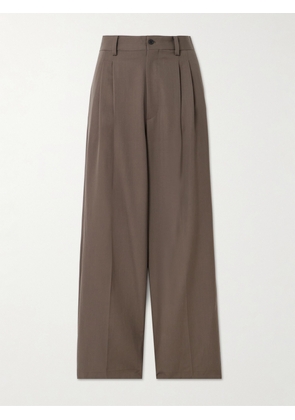 ssstein - Pleated Wool-twill Wide-leg Pants - Neutrals - x small,small,medium,large