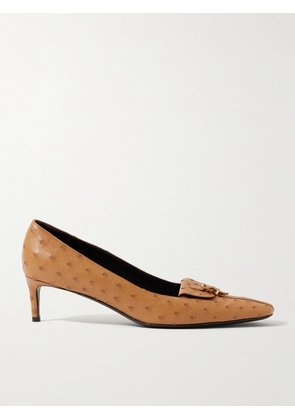 KHAITE - Celia Pocket Buckled Ostrich Pumps - Brown - IT37,IT38,IT39,IT40,IT41