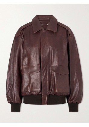 ssstein - Leather Bomber Jacket - Brown - x small,small,medium
