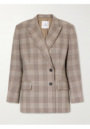 Anine Bing - Aretha Checked Wool Blazer - Brown - x small,small,medium,large