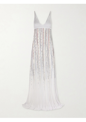Missoni - Pleated Striped Metallic Ribbed-knit Maxi Dress - White - IT36,IT38,IT40,IT42,IT44,IT46,IT48