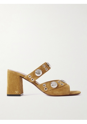 Valentino Garavani - Nellcôte 75 Embellished Suede Mules - Brown - IT35,IT36,IT36.5,IT37,IT37.5,IT38,IT38.5,IT39,IT39.5,IT40,IT40.5,IT41,IT41.5,IT42