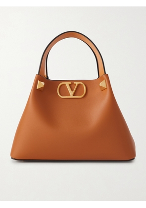 Valentino Garavani - Vlogo Embellished Leather Shoulder Bag - Brown - One size