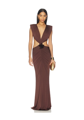 AWAVE Studio The Faye Umber Maxi Dress in Brown. Size XS. Also in S, M, L, XL.