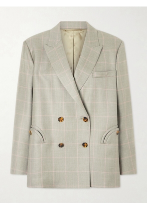 BLAZÉ Milano - Nightbreak Double-breasted Virgin Wool, Silk And Linen-blend Blazer - Gray - 00,0,1,2,3,4