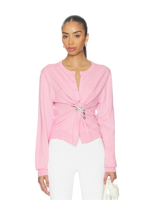AREA Crystal Knot Sweater in Pink. Size XS. Also in S.