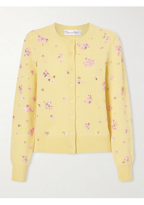 Oscar de la Renta - Crystal-embellished Wool Cardigan - Yellow - x small,small,medium,large