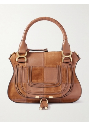 Chloé - Marcie Patchwork Leather And Suede Shoulder Bag - Brown - One size