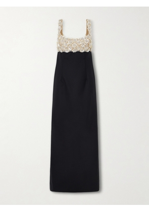 Oscar de la Renta - Wool-blend And Embellished Tulle Gown - Black - US0,US2,US4,US6,US8,US10