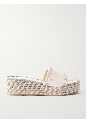Valentino Garavani - Rockstud Leather Platform Espadrille Slides - Ivory - IT35,IT36,IT37,IT38,IT39,IT40,IT41,IT42