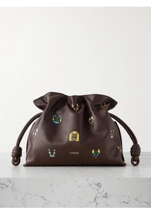 LOEWE - + Louis Wain Flamenco Cats Mini Printed Leather Clutch - Brown - One size