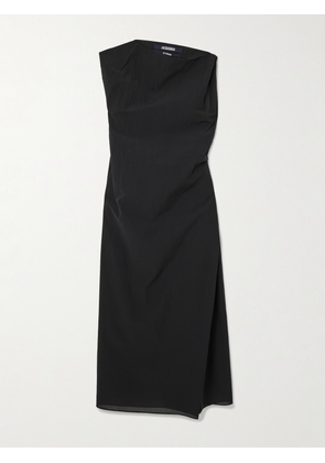 Jacquemus - The Drapeado Draped Cotton-blend Gauze Midi Dress - Black - FR 32,FR 34,FR 36,FR 38,FR 40,FR 42