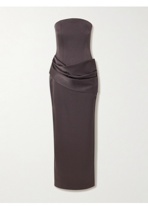 Alex Perry - Strapless Draped Satin-crepe Gown - Gray - UK 4,UK 6,UK 8,UK 10,UK 12,UK 14
