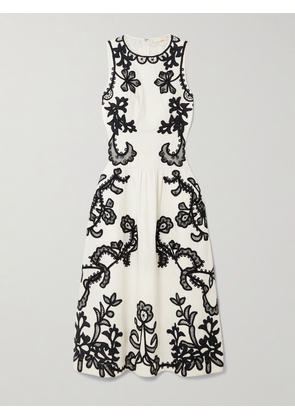 Ulla Johnson - Sonali Appliquéd Pleated Cotton-sateen Midi Dress - White - US0,US2,US4,US6,US8,US10,US12