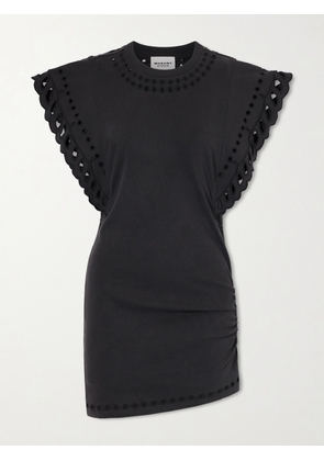 Marant Étoile - Orlane Broderie Anglaise Cotton-jersey Mini Dress - Black - x small,small,medium,large,x large