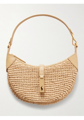 Polo Ralph Lauren - Polo Id Small Leather-trimmed Raffia Shoulder Bag - Neutrals - One size