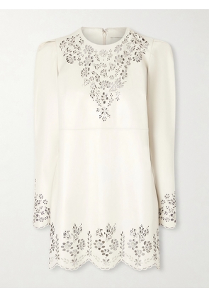 Isabel Marant - Nala Laser-cut Leather Mini Dress - Ivory - FR 34,FR 36,FR 38,FR 40
