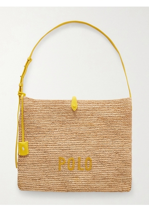 Polo Ralph Lauren - Leather-trimmed Embroidered Raffia Shoulder Bag - Neutrals - One size