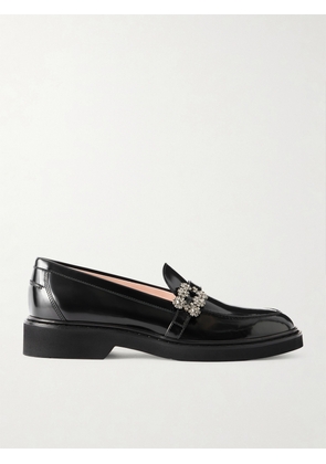 Roger Vivier - Viv Embellished Glossed-leather Loafers - Black - IT35,IT36,IT36.5,IT37,IT37.5,IT38,IT38.5,IT39,IT39.5,IT40,IT40.5,IT41,IT41.5,IT42