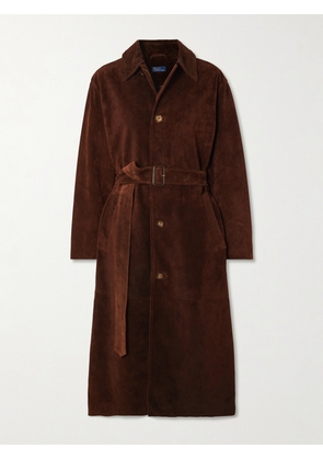 Polo Ralph Lauren - Belted Paneled Suede Coat - Brown - xx small,x small,small,medium,large,x large