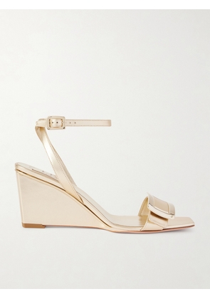 Roger Vivier - Belle Vivier 60 Metallic Leather Wedge Sandals - Gold - IT36,IT36.5,IT37,IT37.5,IT38,IT38.5,IT39,IT39.5,IT40,IT40.5,IT41,IT41.5,IT42