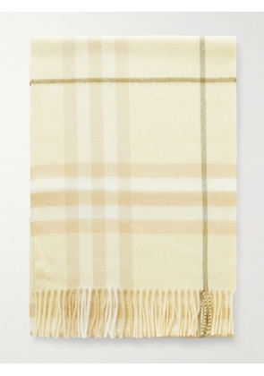 Burberry - Fringed Checked Cashmere Scarf - Yellow - One size