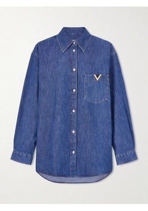 Valentino Garavani - Embellished Cotton-denim Shirt - Blue - IT36,IT38,IT40,IT42,IT44,IT46,IT48,IT50