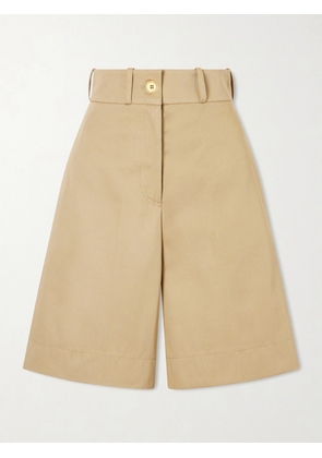 Patou - Embroidered Cotton-twill Shorts - Neutrals - FR 34,FR 36,FR 38,FR 40,FR 42,FR 44