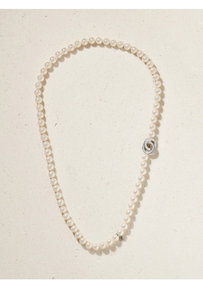 Mikimoto - 18-karat White Gold Sapphire, Diamond And Pearl Necklace - One size