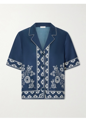 Eres - Infusion Floral-print Silk-twill Shirt - Blue - FR 36,FR 38,FR 40,FR 42,FR 44,FR 46