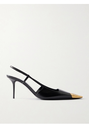 SAINT LAURENT - Jeanne Embellished Leather Slingback Pumps - Black - FR35,FR36,FR37,FR37.5,FR38,FR38.5,FR39,FR39.5,FR40,FR40.5,FR41,FR42