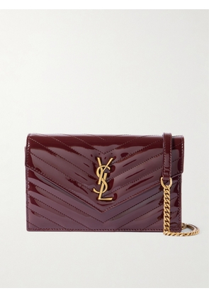 SAINT LAURENT - Cassandre Envelope Matelassé Patent-leather Shoulder Bag - Red - One size