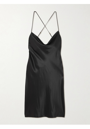 SAINT LAURENT - Draped Silk-satin Mini Dress - Black - FR 34,FR 36,FR 38,FR 40
