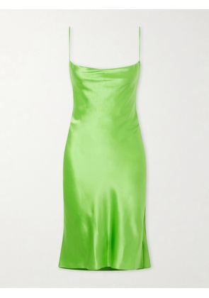 SAINT LAURENT - Draped Silk-satin Mini Dress - Green - FR 34,FR 36,FR 38,FR 40