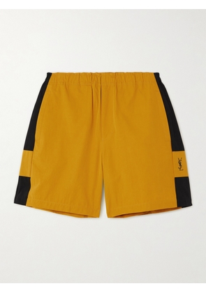 SAINT LAURENT - Embroidered Two-tone Cotton-twill Shorts - Orange - FR 34,FR 36,FR 38,FR 40