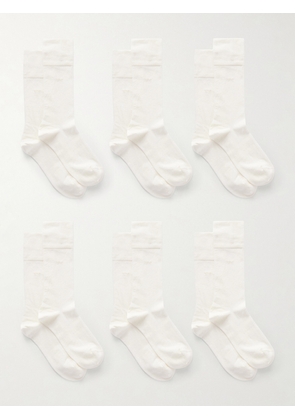 CDLP - Set Of Six Ribbed Cotton-blend Socks - White - EU36-38,EU39-41