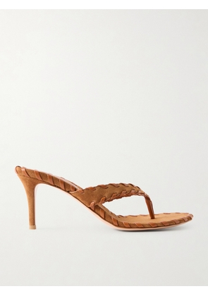 Gianvito Rossi - Whipstitched Leather-trimmed Suede Sandals - Brown - IT35,IT36,IT36.5,IT37,IT37.5,IT38,IT38.5,IT39,IT39.5,IT40,IT40.5,IT41,IT41.5,IT42