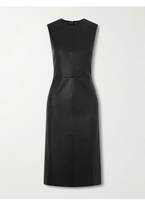 STOULS - Eva Paneled Leather Midi Dress - Black - xx small,x small,small,medium,large,x large