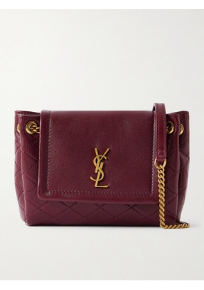 SAINT LAURENT - Nolita Mini Matelassé Leather Shoulder Bag - Burgundy - One size
