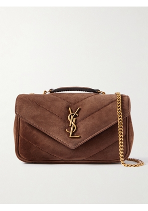 SAINT LAURENT - Loulou Mini Quilted Suede Shoulder Bag - Brown - One size