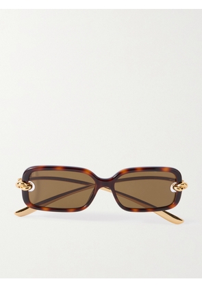 BOTTEGA VENETA EYEWEAR - Knot Rectangle-frame Tortoiseshell Acetate And Gold-tone Sunglasses - One size