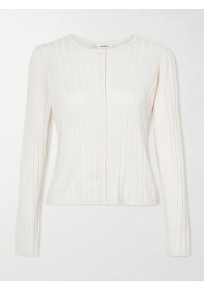 FRAME - Ribbed Cashmere And Silk-blend Cardigan - Cream - x small,small,medium,large,x large