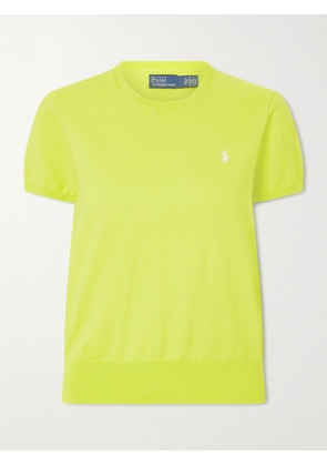 Polo Ralph Lauren - Embroidered Cotton-blend Sweater - Green - xx small,x small,small,medium,large,x large