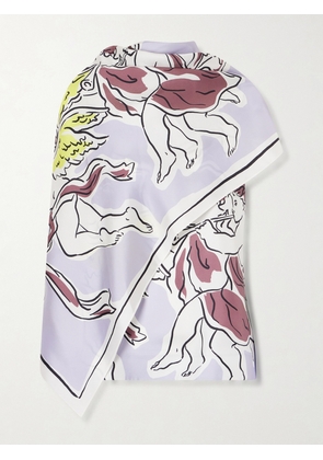 Tory Burch - Cape-effect Printed Silk-twill Top - Purple - US0,US2,US4,US6,US8,US10